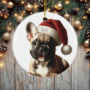 Custom French Bulldog ornament, Frenchie lover gift, Personalized Frenchie ornament, gift for French Bulldog lover, ceramic pet ornament