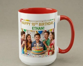 Customized Gift Mug for Mom and Dad - Custom Birthday Photo Cup - Print on Demand