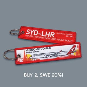 Qantas Airbus A350-1000ULR Sunrise Project Embroidered Flight Tag