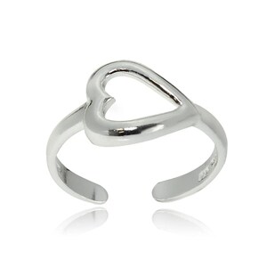 Anillo elástico en forma de corazón para el dedo del pie, de plata de ley pulida.