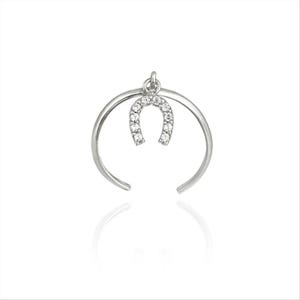 Sterling Silver Dangling Cz Horseshoe Toe Ring
