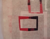 Red and White original fine art hand pulled print - Moving Forward
