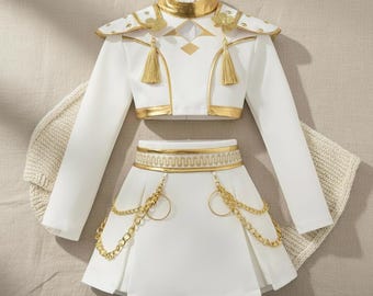 Kpop Mädchen Kostüm Kinder, Schwarzes glänzendes Tanz-Outfit, Pop Star Cosplay, Anime Halloween-Kostüm, Leistungs-Outfit für Mädchen