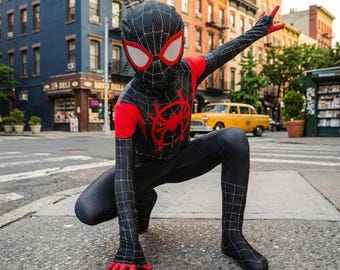 Disfraz de Spiderman para niños, traje de superhéroe para niños, traje de cosplay elástico con máscara, regalo de Halloween para niños.