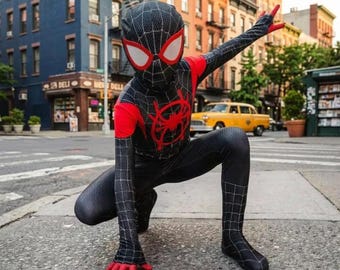 Spiderman Kinderkostüm, Superhelden Bodysuit für Jungen, Stretch Cosplay Anzug mit Maske, Halloween Outfit Geschenk für Kinder