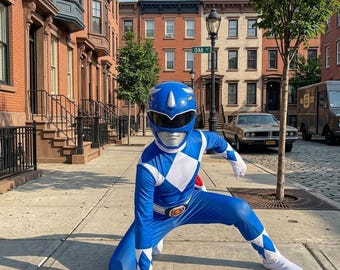 Disfraz de Ranger Azul para Niños, Traje de Cosplay de Ranger Samurai, Disfraz de Superhéroe para Halloween, Conjunto de Disfraz de Ranger para Niños