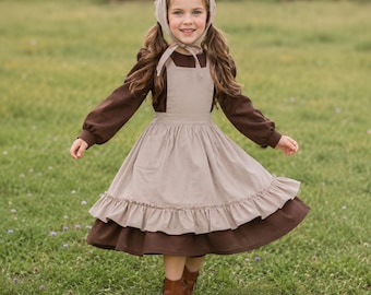 Cinderella Magd Kleid für Mädchen, Märchen Bauernkostüm, Renaissance Halloween Outfit, Kinder Märchenbuch Cosplay Geschenk