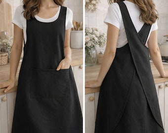 Japanese Cross Back Apron Pattern PDF, No Tie Apron Sewing Pattern, Women Apron DIY, Beginner Friendly, Instant Download