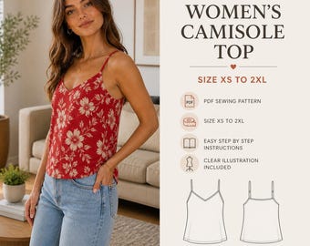 Women’s Summer Camisole Top | Spaghetti Strap Tank | Casual Lightweight Sleeveless Shirt | Everyday Basic Top