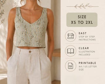 Cotton Crop Top for Women – Summer Casual Top, Breathable Soft Tee, Minimalist Fashion, Instant download