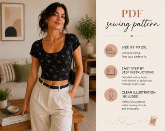 Blossom Top Pattern PDF | Women Summer Blouse Sewing Pattern | Loose Fit Top | Instant Digital Download