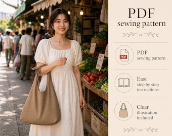 DIY Tote Bag Pattern PDF | Sewing Pattern for Tote Bag | Instant Download | Step-by-Step Instructions
