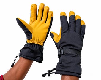 Men's Winter Leather Gloves | Insulated Ski & Snowboard Gloves | Waterproof Snow Gloves | 100g Thinsulate Winter Gloves