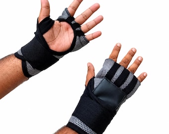 Gray Customized Boxing Fast Hand Wraps, Padded Inner Gloves, Quick Wraps for MMA Kickboxing Muay Thai Training, Custom Boxing Gear