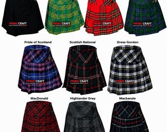 Ladies Women's Scottish Tartan Billie Kilt Skirt | Traditional Pleated Highland Kilt |  Custom Waist 26-50 Inch | Gothic Celtic Skirt