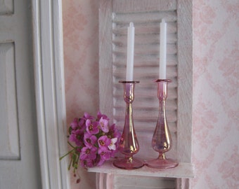 Sale 1:12 DOLLHOUSE CRANBERRY CANDLESTICKS