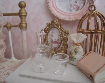 1/12 DOLLHOUSE Bedside Water Carafe & Glass