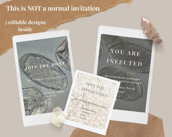 Editable Science Party Invitation Bundle • Parasite Theme • Canva Template • A6 Printable Birthday Invite • Biology Party