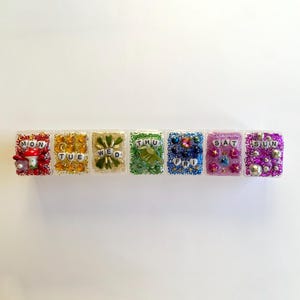 Rainbow pill planner 7 days / pill box / embellished, bedazzled, unique, one of a kind, luxurious