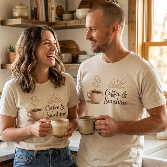 Coffee And Sunshine T-Shirt, Coffee Lover Tee, Morning Aesthetic T Shirt, Minimal Coffee Graphic Tee, Cozy Lifestyle Unisex Shirt