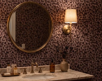 Moody Watercolor Leopard Wallpaper, Hand-Drawn Animal Print Wall Mural (Peel & Stick)