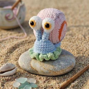 Gary Snigeln Virkmönster PDF, Amigurumi Havssnigel, Söt Virkad Snigelplysch, Nybörjarvänligt Mönster, Digital Nedladdning
