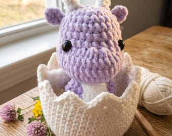 Baby Drache im Ei häkeln Amigurumi Muster PDF | Süßer Fantasy Drache, Häkelspielzeug für Anfänger