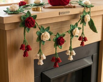 Klassisches Rose Vine häkeln Girlanden-Muster | Einfache Anleitung für blumige Wohnkultur (PDF-Download)