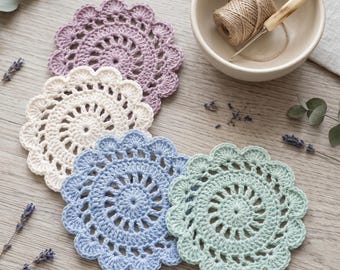 Untersetzer Häkelanleitung PDF | Tee-Party-Tasse Untersetzer | Einfache Anfänger-Häkelanleitung | Handmade Home Decor Geschenk | Sofort Download