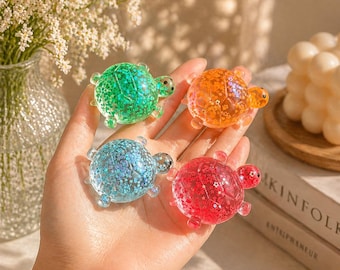Glitter Turtle Squishy Toy – Star Sequin Stress Ball, Cute Sea Turtle Fidget, Soft Sensory Toy for Anxiety Relief & Desk Decor