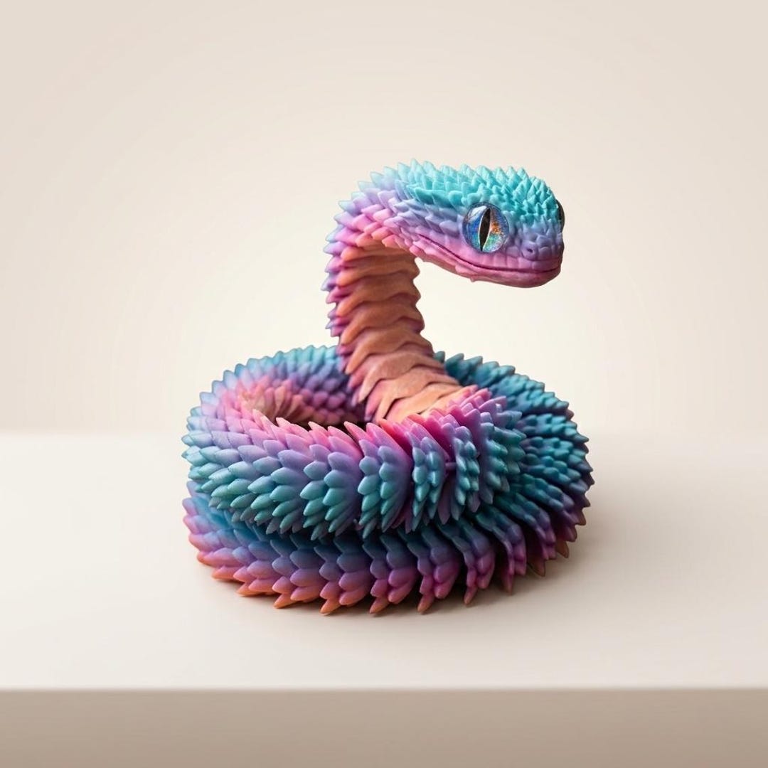 Articulated 3D Printed Snake Fidget Toy – Flexible Iridescent PLA ...