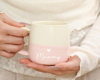 Personalized Ceramic Mug: Two-Tone Flecked, Custom Pottery Coffee Mug for Mom/Dad/Husband, Mug Engraved Gift, Mother’s Day Love Gift