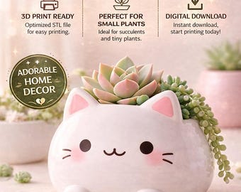 Kawaii kattenbak STL | 3D-afdrukbare vetpot (digitale download)