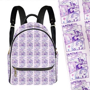 Huntrix KPop Demon Hunters Faux Leather Purple Mini Backpack Bag Purse Handbag