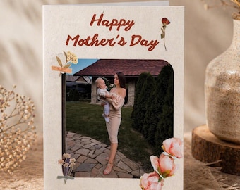 Custom Photo Mother’s Day Card, Personalized Mom Gift with Picture & Message, Unique Keepsake Greeting Card from Kids, Heartfelt Mama Gift