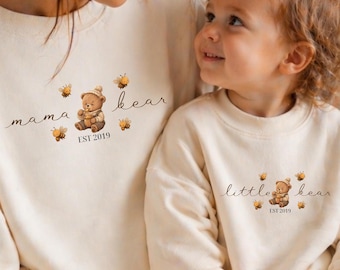 Mama Bear & Little Bear Matching Sweatshirts, Mommy and Me Outfit, Mother’s Day Gift Set, Mom and Kid Matching Crewneck, Cozy Family Look