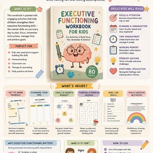 Cahier d'exercices pour enfants sur le fonctionnement exécutif | Activités imprimables au format PDF (téléchargement instantané)