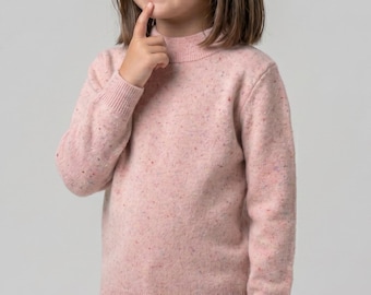 Kids 100% Wool Sweater, Boys Girls Colorful Dot Knit Pullove,r Turtleneck Warm Soft Cozy Top, Children's Fall Winter Outfit, Unisex Sweater
