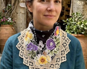 Bandana Scarf Upcycled Romantic Boho Shabby Chic Western Plus Size Friendly