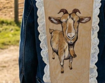 Upcycled Kids Denim Jean Jacket, Embroidery, Size 3T