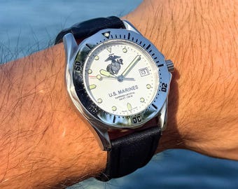 Reloj de buceo militar de los Marines de EE. UU.: Reloj automático, cristal de zafiro, resistencia al agua de 200 m.
