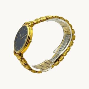 Venus Swiss Made Gold Plated Black Dial Luxury Wristwatch Quartz NOS