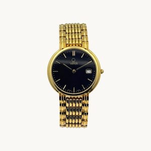 Venus Swiss Made Gold Plated Black Dial Luxury Wristwatch Quartz NOS