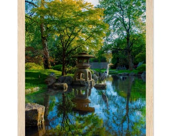 Kyoto Garden Heron Print, London Wall Art Framed, Housewarming Gift UK, Nature Photography Poster