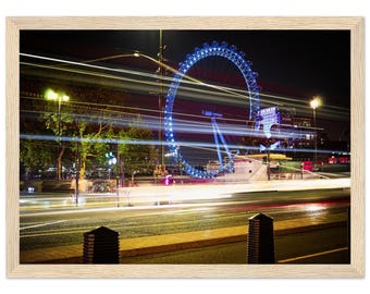London Eye Light Trails, London Wall Art Framed, Housewarming Gift UK