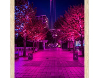 South Bank London Night Print, Neon City Photography Poster, Framed Wall Art