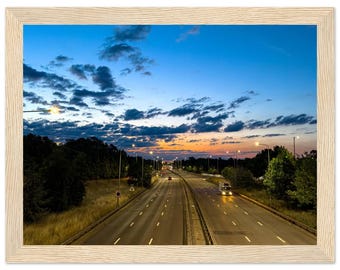 A406 North Circular London Print, Road at Dusk Cityscape Wall Art, London Gift