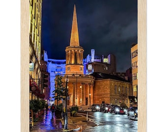 London Church Night Photography Print, Regent Street Wall Art Poster