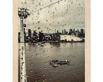 London Rain Photography Print, Millennium Dome Wall Art, Greenwich Moody Decor