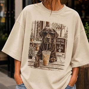 Chocolate Labrador Coffee PNG, Funny Dog Coffee Lover PNG, Vintage Lab Retriever Sublimation Design, Iced Coffee Dog Shirt PNG, Instant Down